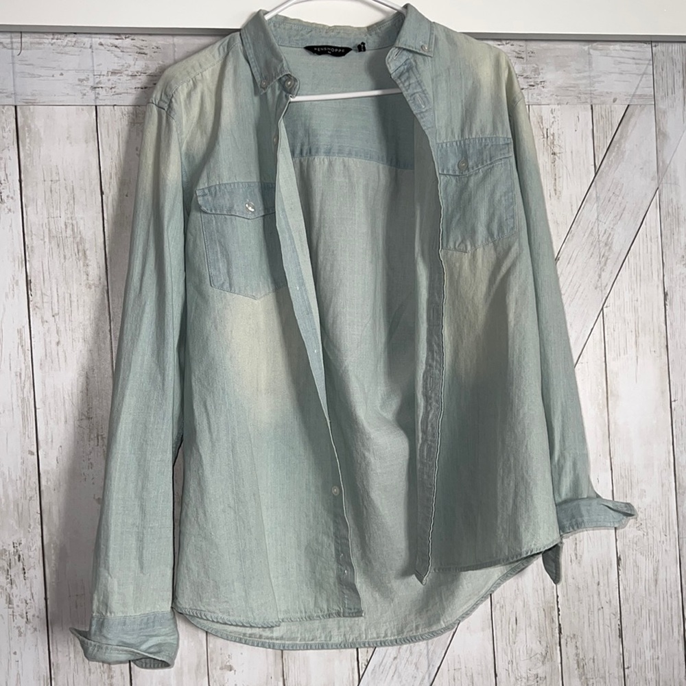 Light wash denim jean button up
